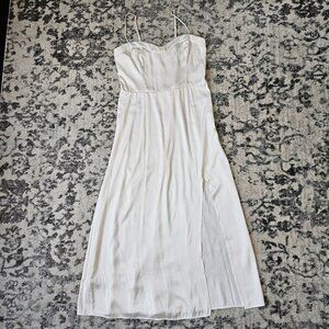 Abercrombie & Fitch High-Slit White Midi Dress - Medium Tall